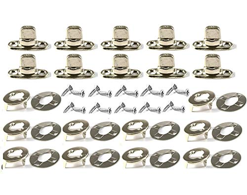 Dot Scovill turn button eyelet and stud common sense fasteners, 10-piece set with nickel-plated brass screws