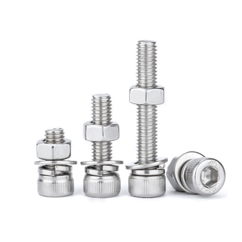 [Australia - AusPower] - 120Pcs M6 Stainless Steel Hex Socket Head Bolts Screws Nuts Washers Assortment Kit Used in The Home and Office Appliance 
