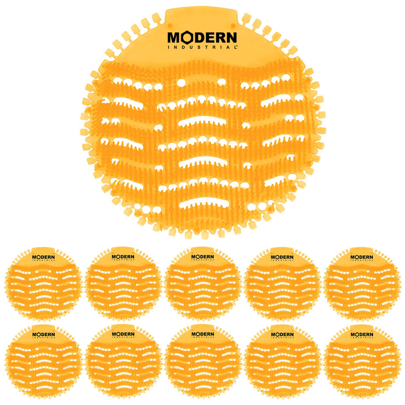 Modern Industrial Urinal Screen Deodorizer 10-Pack - Urinal Freshener and Urine Odor Eliminator - Fits Most Urinals in Schools, Restaurants, Offices, Long-Lasting Orange Citrus Scent - Orange