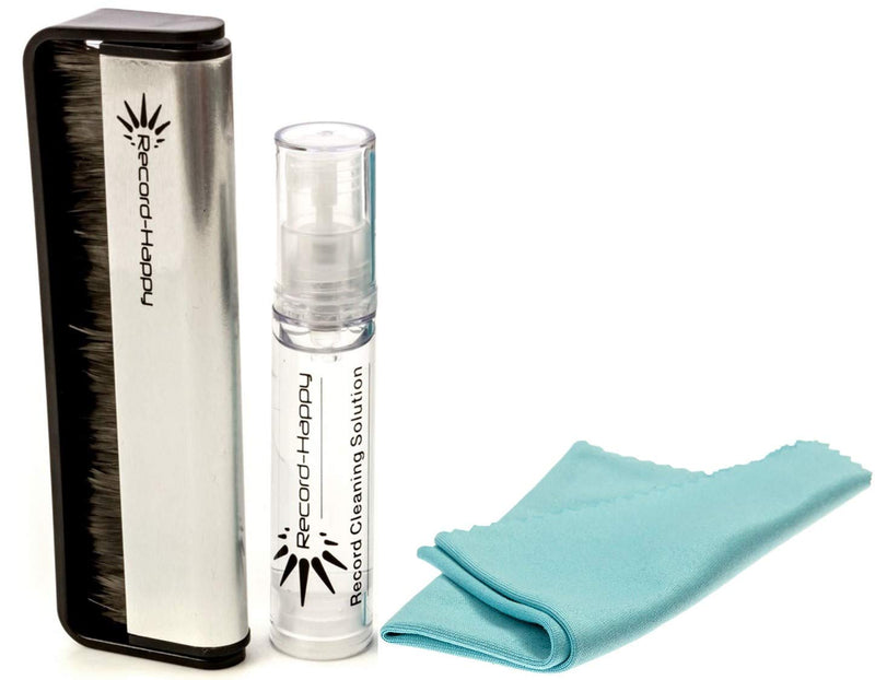 [Australia - AusPower] - Vinyl Record Cleaning Brush Set - Carbon Fiber Brush, Microfiber Cloth and Anti-Static Solution Kit by Record-Happy. Keep Your Prized Album Collection Like New 