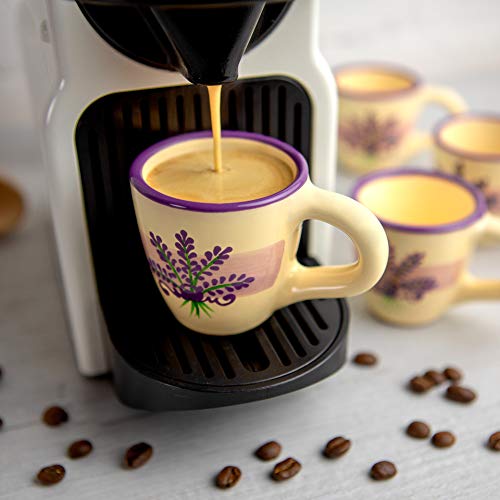City to Cottage Ceramic Espresso Cups of 4, Small Expresso Shots, Demitasse, Perfect for Espresso Machine, Handcrafted Cups (Cream Lavender Floral)