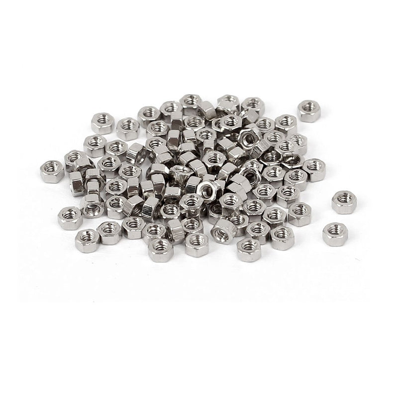 [Australia - AusPower] - uxcell M1.4 x 1.5mm Nickel Plated Hexagon Hex Nuts Fasteners Silver Tone 100PCS 