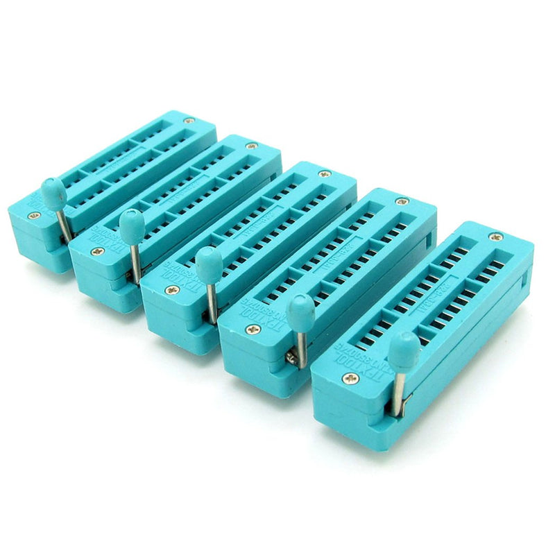 [Australia - AusPower] - 5 pcs 28-pin 28 Pins Test Universal ZIF IC Socket Narrow, Green 