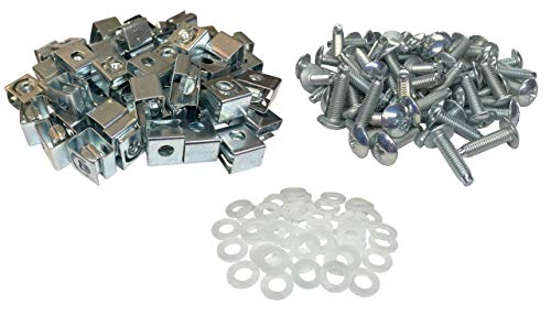 RackGold 10-32 zinc cage nuts and screws with washers, 50-pack, USA made