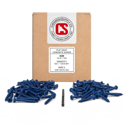Chenango Supply 1/4 x 1-3/4-inch flat head concrete screw anchors for masonry fastening