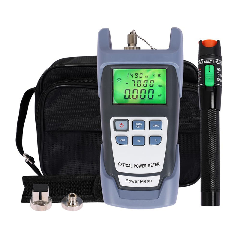 [Australia - AusPower] - Fiber Optic Tools Cable Tester FC SC Power Meter & 2.5mm 30mV Visual Fault Locator with Sc, Fc Connector and Shoulder Toolkit Green 
