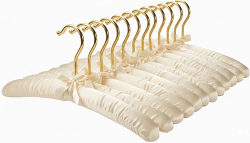 Premium Padded Hangers for Women’s Clothing, Set of 12, Ivory