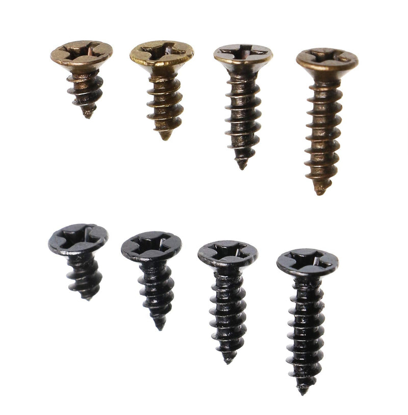 [Australia - AusPower] - 200PCS Small Cross Flat Head Tapping Wood Screws with Oxide and Wax 4 Size Screws Assortment Kit (Black&Bronze,200pcs) 