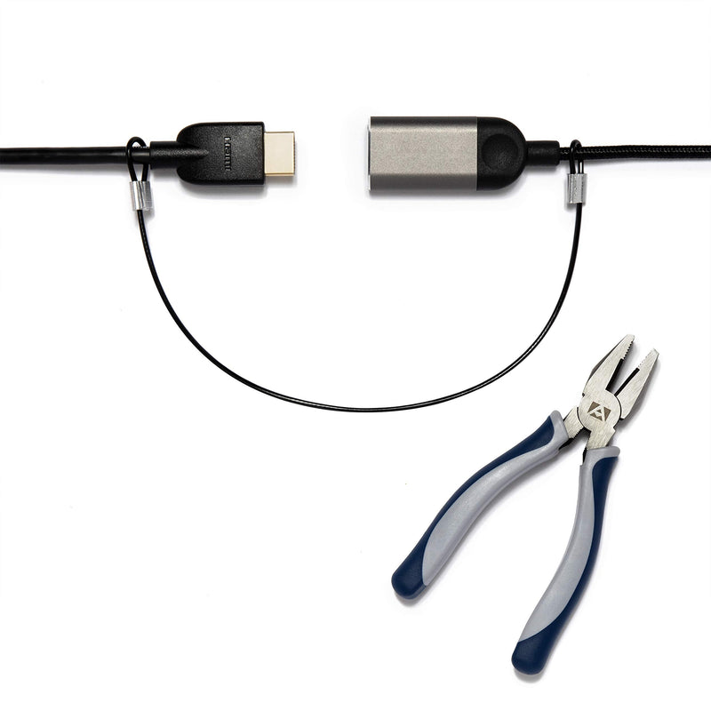 [Australia - AusPower] - Heavy Duty Cable Lock: A Tamper-Resistant, Pre-Assembled Stainless Cable Tether Kit for Computers, Adapters & Dongles - Includes a Free Crimping Tool for Easy Installation (Black, 5 Pack) 5 Pack Heavy Duty TetherTies Black 