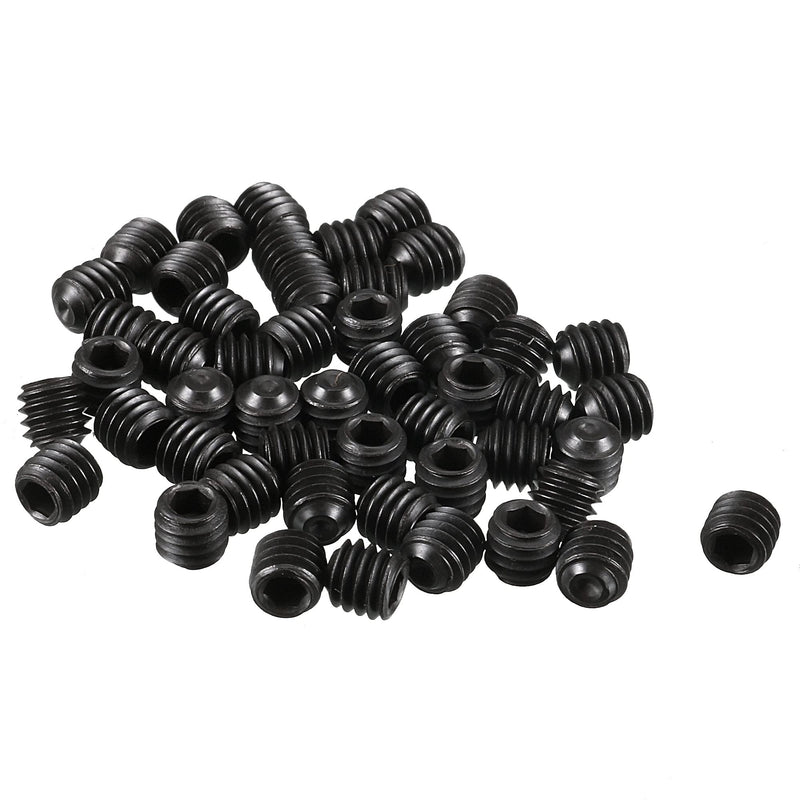 [Australia - AusPower] - uxcell 50Pcs Black M4 x 4mm Alloy Steel Hex Socket Set Grub Screws Headless Cup Point M4x4mm 50 