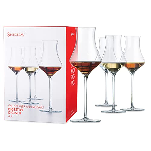 Spiegelau Willsberger Digestif Glasses Set of 4, Elegant Crystal Cordial Glasses, European-Made Glassware for Spirits, Amaro and Port Wine, Home Bar and Wedding Gifts, After Dinner Drinks, 9.9 oz Willsberger Digestive Glasses