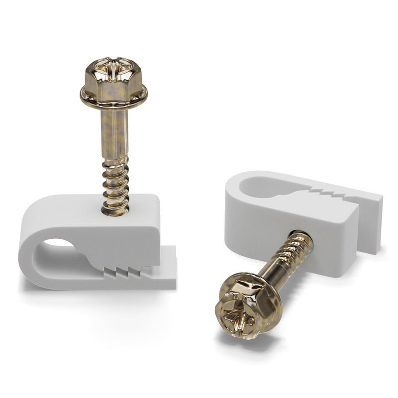 [Australia - AusPower] - THE CIMPLE CO - Single Coaxial Cable Clips, Cat6, Electrical Wire Cable Clip, 1/4 in (6 mm) Screw Clip and Fastener, White (100 Pieces per Bag) 100 Pack 