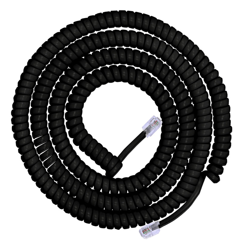 [Australia - AusPower] - Power Gear Coiled Telephone Cord, 2 Feet Coiled, 12 Feet Uncoiled, Phone Cord works with All Corded Landline Phones, For Use in Home or Office, Black, 27639 1 Pack 