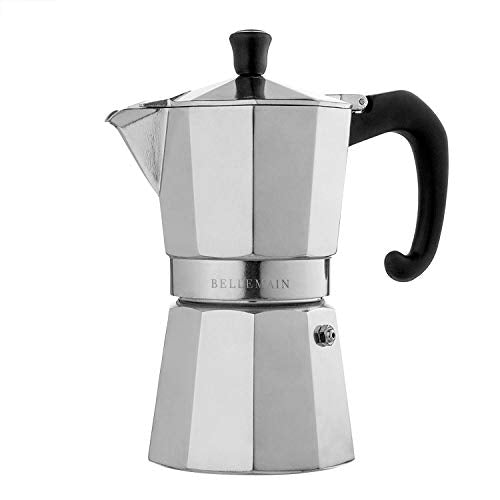 Bellemain Stovetop Espresso Maker, Italian Moka Pot, 6-Cup Silver 6 Cup