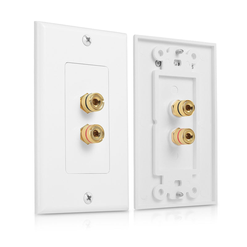 [Australia - AusPower] - Cable Matters 2-Pack Speaker Wire Wall Plate, Gold Plated Speaker Wall Plate, Banana Plug Wall Plate for 1 Speaker, White 1-Speaker 