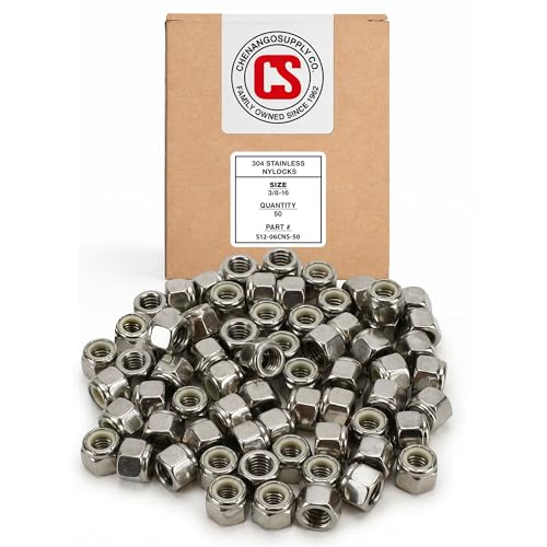 Chenango Supply 3/8-16 Stainless Steel Nylon Insert Lock Nuts 3/8-16 NYLOCK