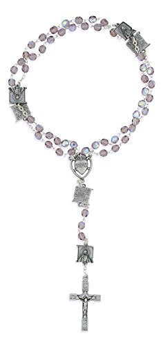 Vatican Imports Our Lady of Lourdes Crystal Rosary - Made in Italy Amethyst