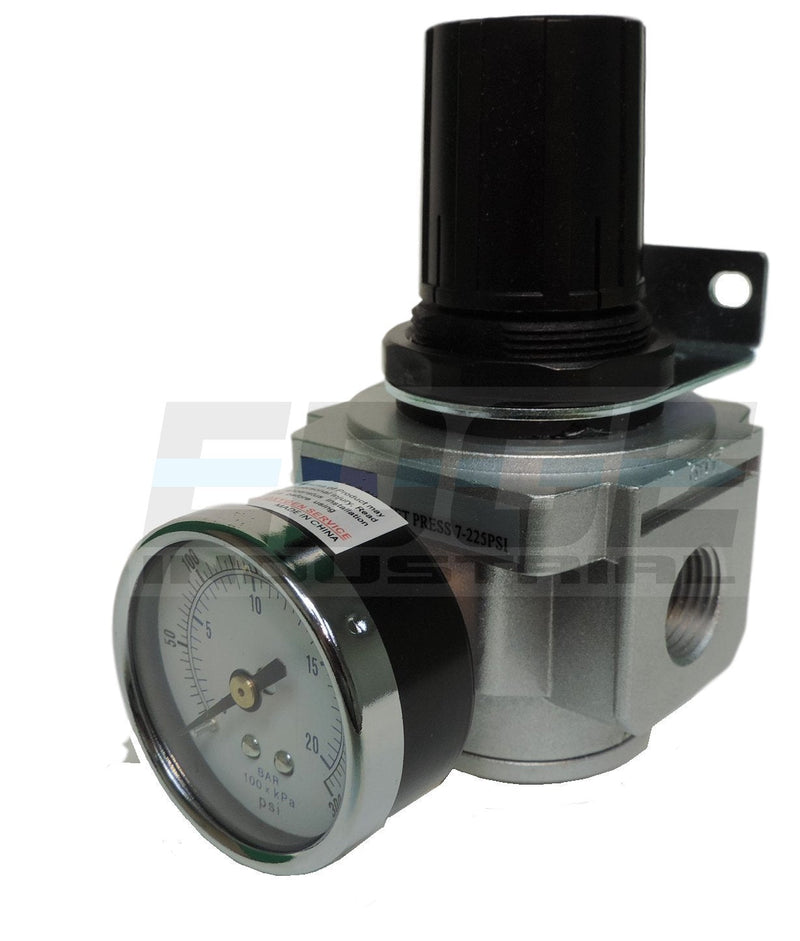Heavy Duty in-LINE Compressed AIR Pressure Regulator for AIR Compressor, 7 to 215 PSI Adjustable, HIGH Flow Rate, Wall Bracket and Gauge Included (1/2" NPT, 130 CFM) 1/2" NPT, 130 CFM