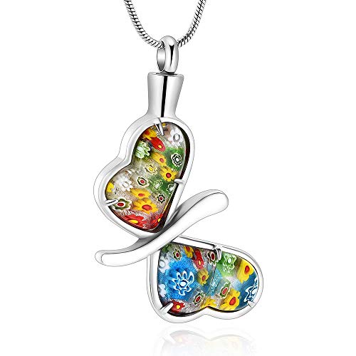 Minicremation Cremation Jewelry for Ashes - Memorial Keepsake for Beloved's Ashes Urn Pendants Butterfly Cremation Necklace for Ashes for Women Silver