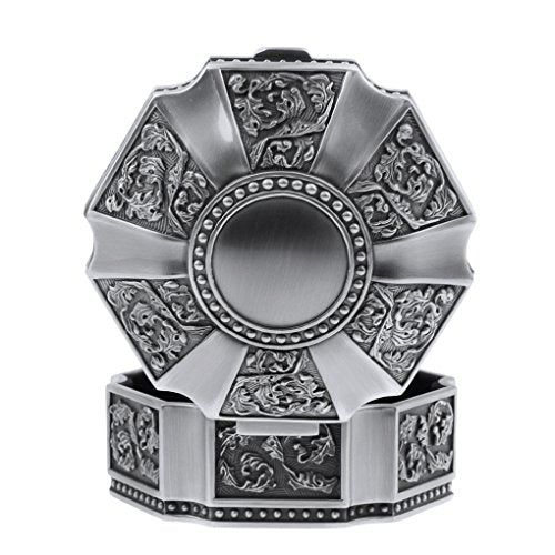 MioCloth Classic Vintage Antique Zine Tin Heart Jewelry Box Treasure Storage Organizer Chest Small Hexagon