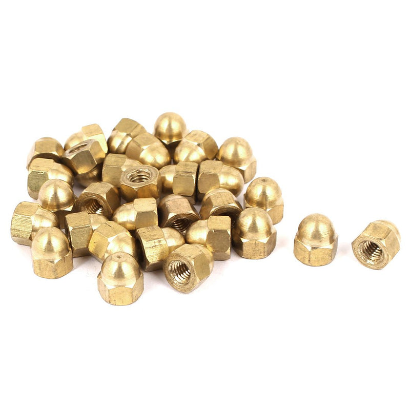 [Australia - AusPower] - uxcell Acorn Hex Cap Nuts - 30Pcs M6 Dome Nuts Brass Hexagon Decorative Cap Nut for Screws Bolts Brass Tone 