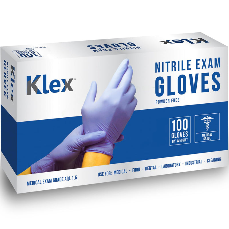 [Australia - AusPower] - Klex Nitrile Exam Gloves - Medical Exam Grade, Powder Free, Rubber Latex Free, Strong 3.5mil, Food Safe, Lavender 1 Large 