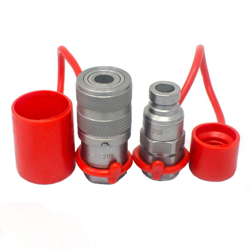[Australia - AusPower] - Summit Hydraulics 1/4" NPT Flat Face Hydraulic Quick Connect Coupler Set w/Dust Caps 