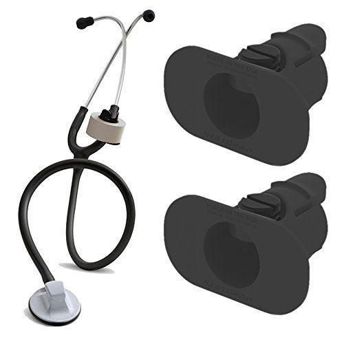 [Australia - AusPower] - StatGear Stethoscope Tape Holder - Medical Items for Nurses, Paramedics, EMT, EMS - Pack of 2, Black 2 Pack 