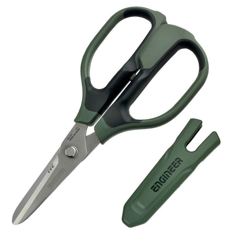 [Australia - AusPower] - ENGINEER PH-57 Versatile Scissors with integral finger guard - cuts kevlar fibre, leather belts, mains cable,copper braid, coaxial cable, rope & more. Made in Japan 