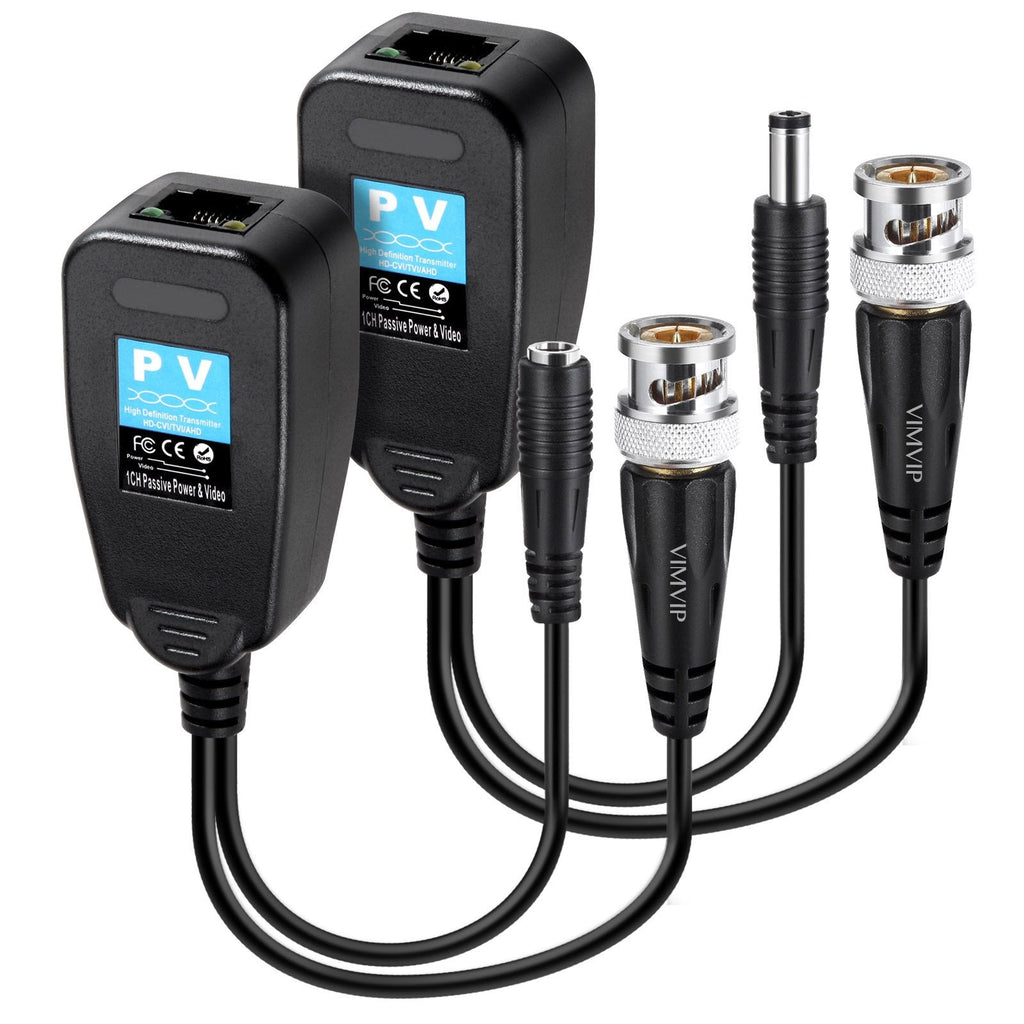 [Australia - AusPower] - HD-CVI/TVI/AHD Passive Video Balun with Power Connector and RJ45 CAT5 Data Transmitter 1 Pair 