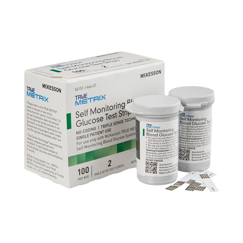[Australia - AusPower] - McKesson 06-R3051-41 True Metrix Self Monitoring Blood Glucose Test Strip, Box of 100 