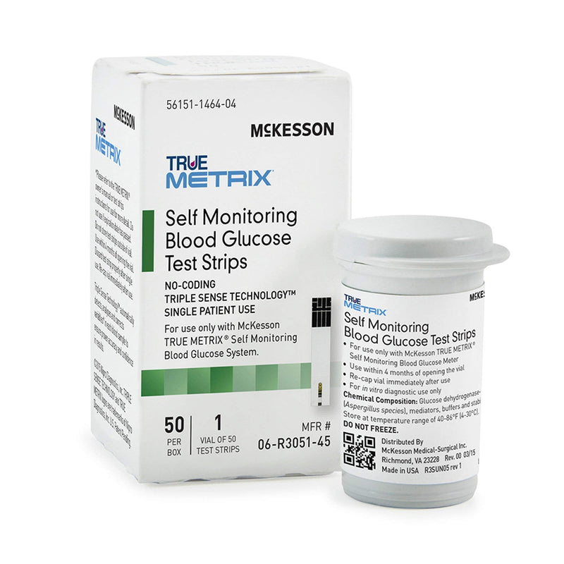 McKesson True METRIX Blood Glucose Test Strips for Diabetes [50 Strips] Self-Monitoring System 50 Count (Pack of 1)