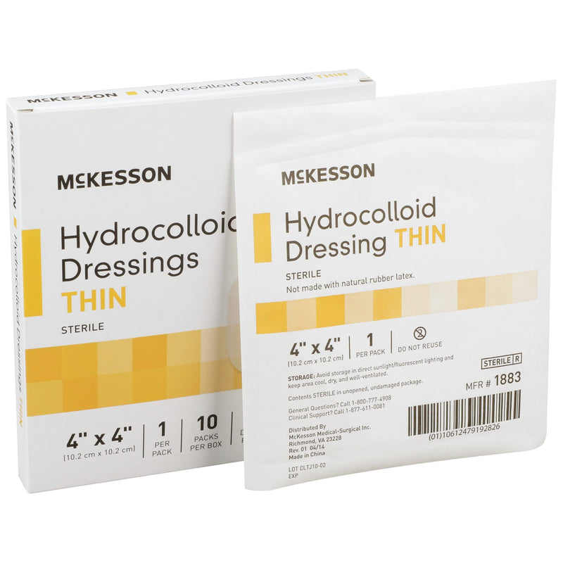 [Australia - AusPower] - McKesson Hydrocolloid Dressing, Sterile, Thin, 4 in x 4 in, 10 Count, 1 Pack 