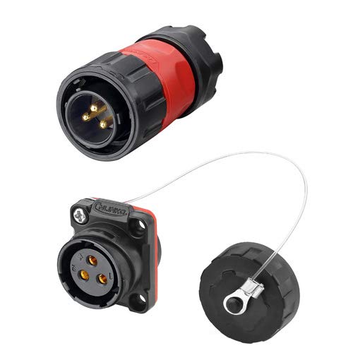 [Australia - AusPower] - CNLINKO 3 Pin Power Industrial Circular Connector, Male Plug & Female Panel Mount Receptacles Socket Jack, Outdoor Waterproof IP67, AC DC 