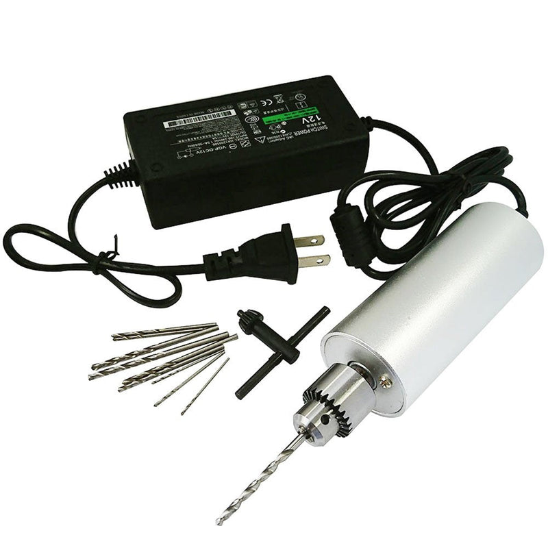 Yakamoz 0.3mm - 4mm Micro Aluminum Portable Handheld Drill DIY PCB Mini Electric Hand Drill with 5A Power Supply & 10pcs Micro Drill Bits 5a Mini Drill