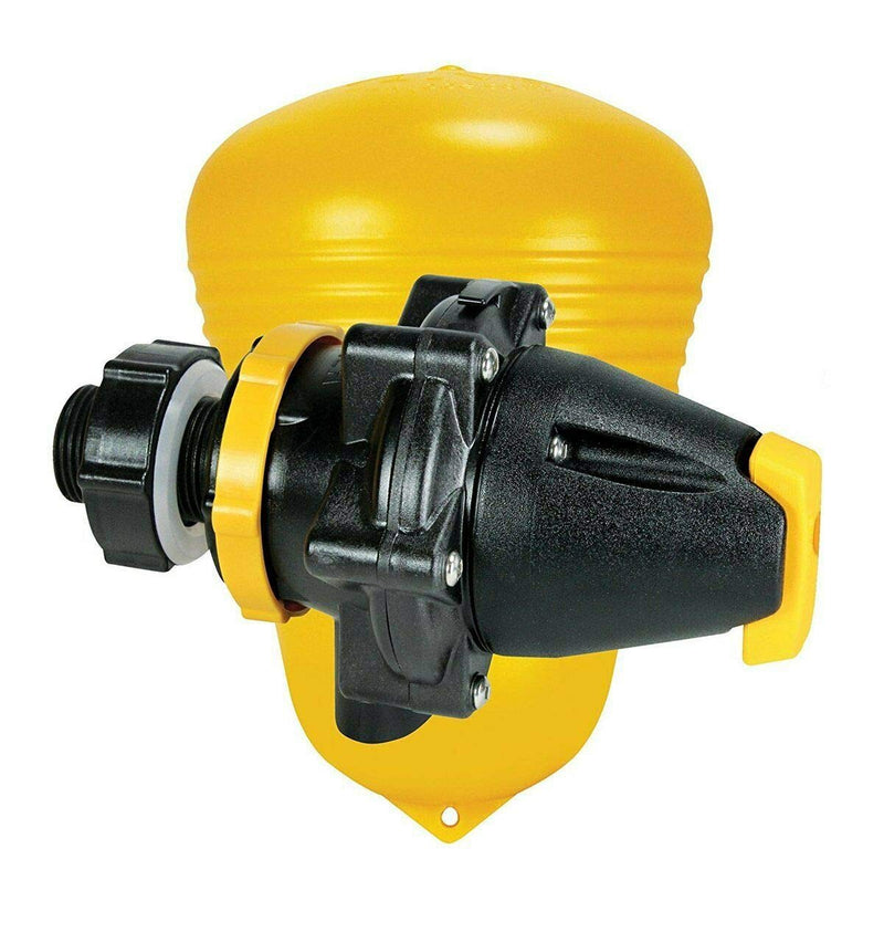 [Australia - AusPower] - Jobe Valves J-MFV0100DLT Megaflow Trough Valve, 200L/Min, 150PSI, Detach Base, Long Tail, 1" NPT Inlet, Yellow/Black 
