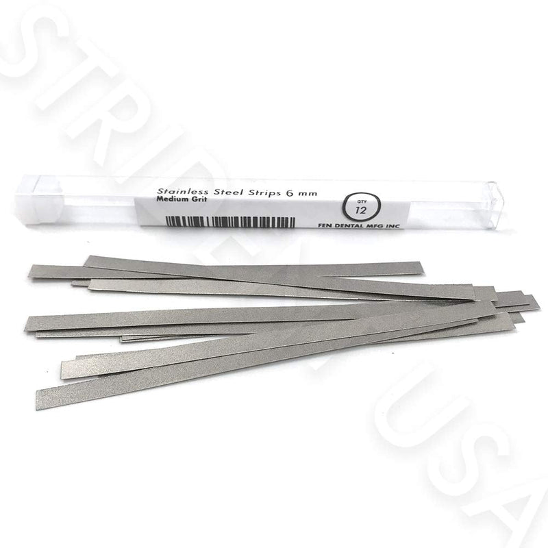[Australia - AusPower] - Dental Polishing Strips Stainless Steel 6 MM Med Grit (2 - Sided) 12/box 
