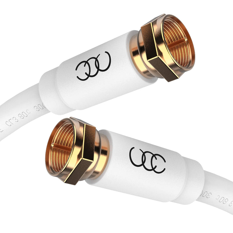 [Australia - AusPower] - Ultra Clarity Cables Coaxial Cable (20 ft) Triple Shielded-RG6 Coax TV Cable Cord Wire in-Wall Rated-Digital Audio VideoGold Plated Connectors -20 feet 20 feet White 