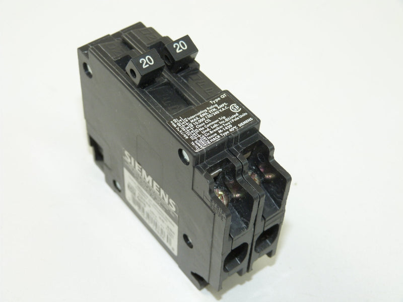 SIEMENS (2 pack) Q2020 Twin Breaker, 20/20A, 1P, 120/240V, Plug-In