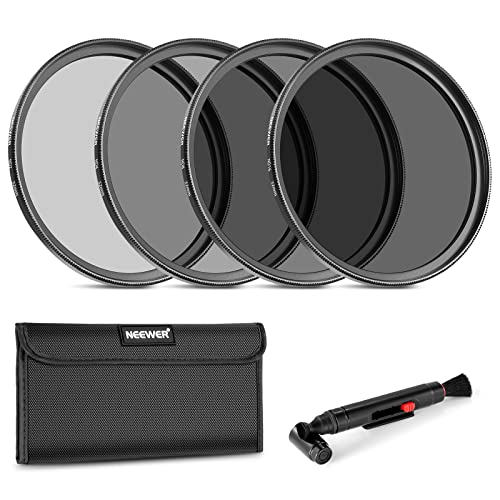 NEEWER 52mm ND Lens Filter Kit: ND2 ND4 ND8 ND16, Lens Cleaning Pen, Filter Pouch Neutral Density Filter and Accessory Kit Compatible with Canon Nikon Sony Panasonic DSLR Cameras with 52mm Lens