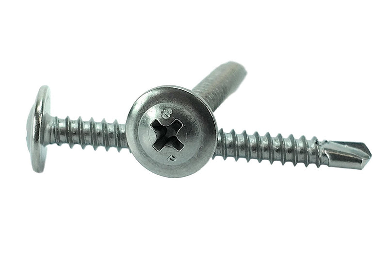 410 Stainless #8 x 1-5/8" Wafer Head Philips Self Drilling Sheet Metal Tek Screws, (1/2" to 1-5/8" Length in Listing), 100 Pieces, Modified Truss Head Self Driller (#8 x 1-5/8 inch) #8 x 1-5/8 inch