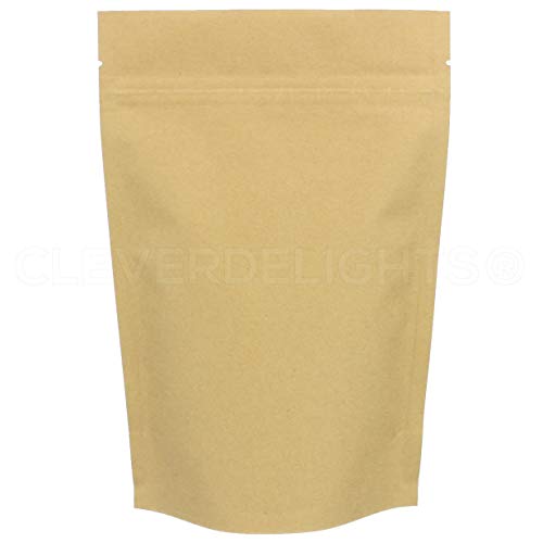 CleverDelights 8oz Kraft Stand Up Pouches - 100 Pack