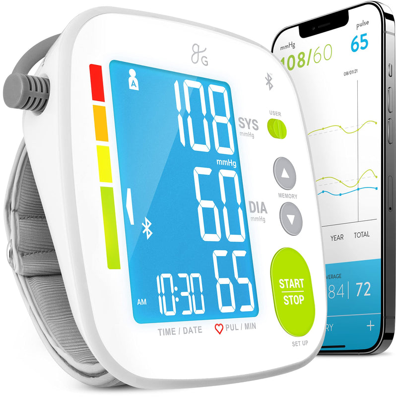 [Australia - AusPower] - Greater Goods Bluetooth Blood Pressure Monitor with Upper Arm Cuff, BP Meter with Large Display, Tubing and Device Bag Included 