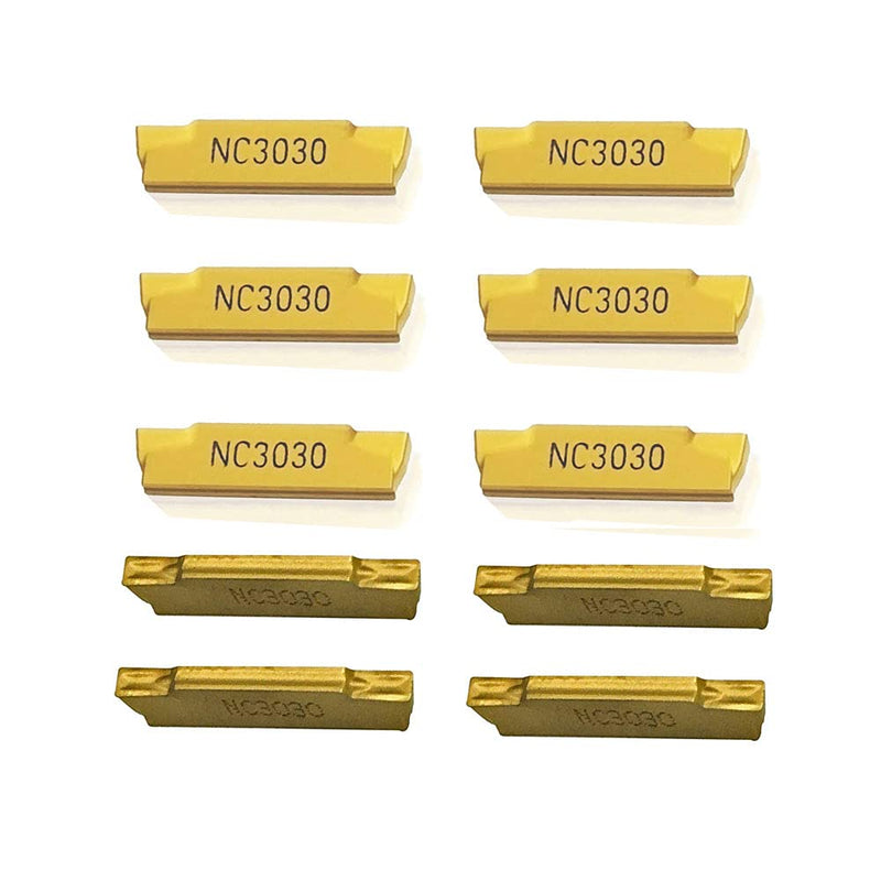 [Australia - AusPower] - GBJ MGMN200-G 10pcs Tin Coated Carbide Grooving Inserts 2mm Wide Grooving Carbide Inserts Lathe Cutters for MGEHR/MGIVR Lathe Grooving Cut-Off Tool 10pcs MGMN200-G 