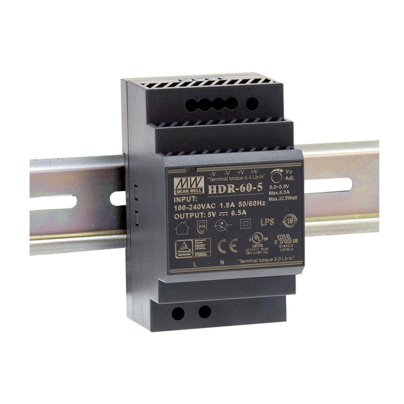 Din-Rail power supply 60W 48V 1,25A ; MeanWell HDR-60-48 ; Panel Mount