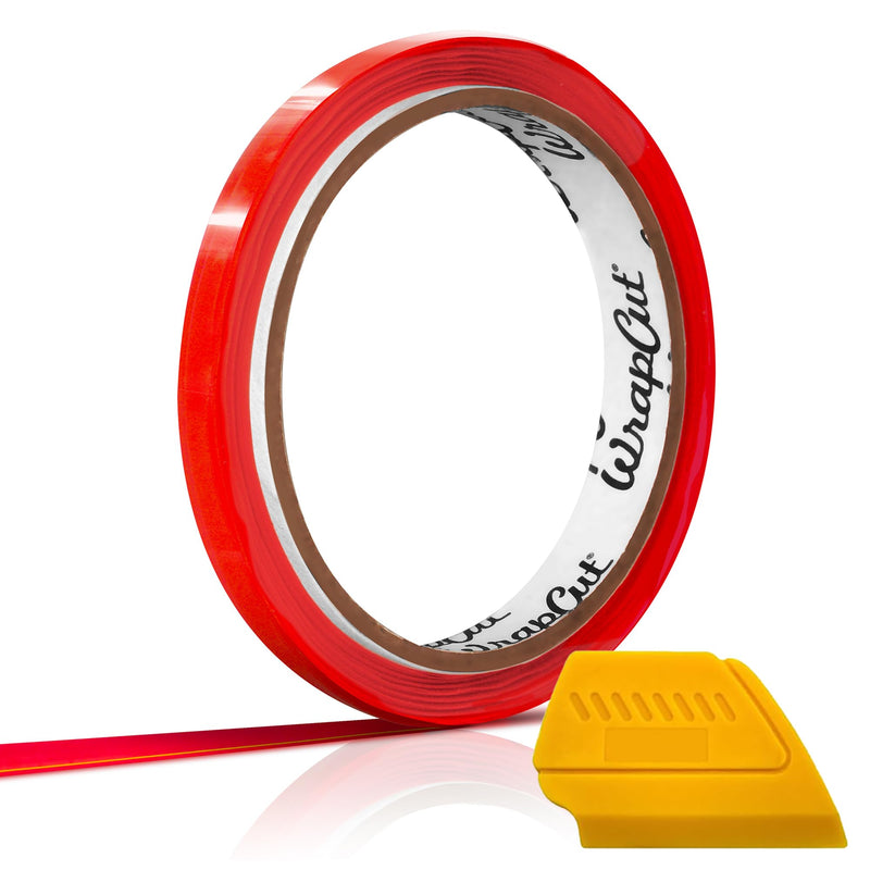 VViViD Wrap Cut 32ft (10M) Vinyl Wrap Edge Cutting Detailer Tape Including Yellow Detailer Squeegee 1 roll + Squeegee