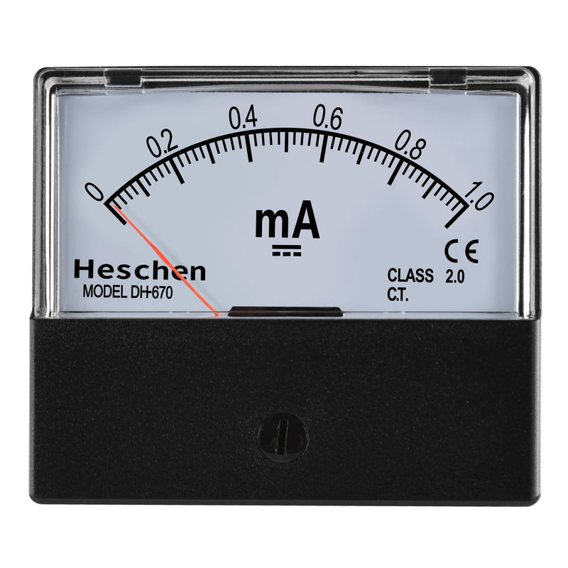 [Australia - AusPower] - Heschen Rectangle Panel Mounted Current Meter Ammeter Tester DH-670 DC 0-1mA Class 2.0 CE listed 