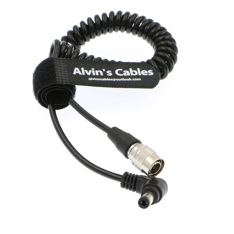 [Australia - AusPower] - Alvin's Cables Hirose 4 Pin Male to DC Right Angle Coiled Power Cable for Sound Devices 633|644|688 Zoom F8 Blackmagic Cinema Camera 4K coiled cable straight 4 pin 