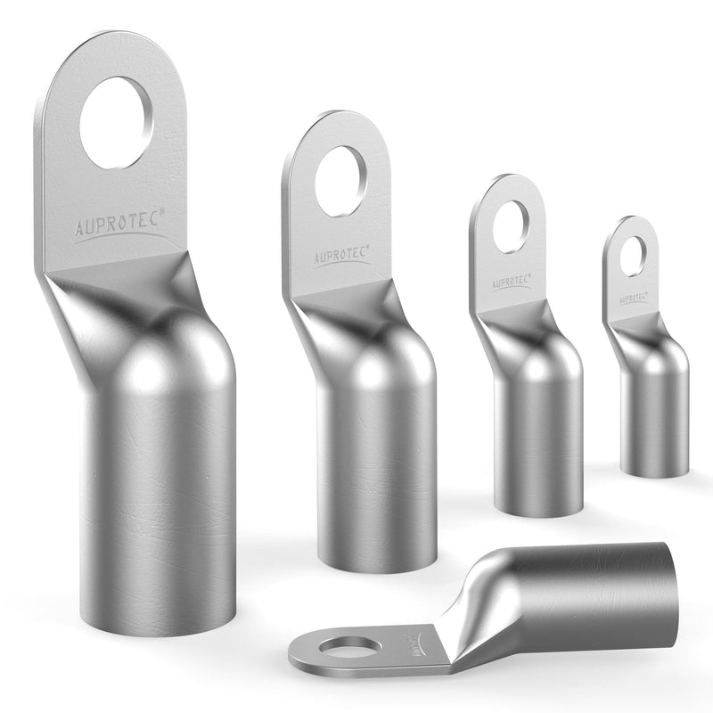 AUPROTEC 4 x Tubular Cable Lugs 50 mm² Hole Diameter M8 Uninsulated SC Cable Connector Made of Tin-Plated Copper 4 count