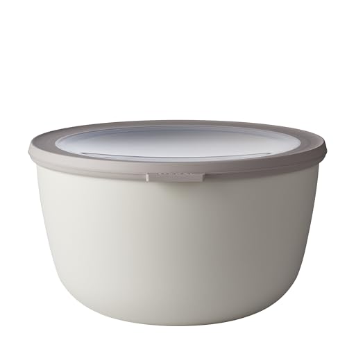 MEPAL, Cirqula Multi Food Storage and Serving Bowl with Lid, Food Prep Container, Nordic White, 3.2 Quarts (3 Liters, 101 ounces), 1 Count 3L/3.1Q